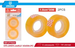 CINTA ADHESIVA AMARILLO 1.8CMX30M 2PCS
