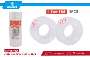 CINTA ADHESIVA 1.8X33M 8PCS