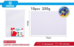 PACK 10 DE CARTON MICROCORRUGADO 50X70CM BLANCO