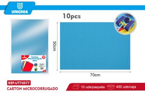 PACK 10 DE CARTON MICROCORRUGADO 50X70CM CELESTE