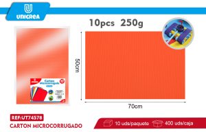 PACK 10 DE CARTON MICROCORRUGADO 50X70CM NARANJA