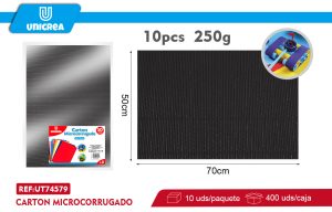 PACK 10 DE CARTON MICROCORRUGADO 50X70CM NEGRO
