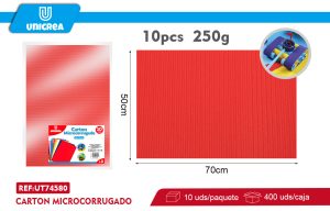 PACK 10 DE CARTON MICROCORRUGADO 50X70CM ROJO