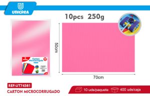 PACK 10 DE CARTON MICROCORRUGADO 50X70CM ROSADO