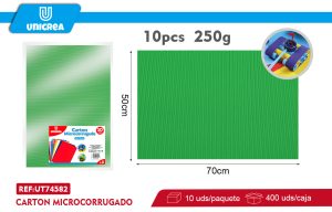 PACK 10 DE CARTON MICROCORRUGADO 50X70CM VERDE CLARA