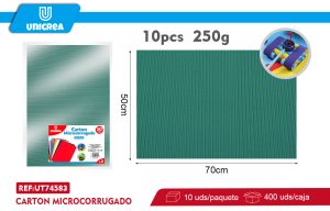 PACK 10 DE CARTON MICROCORRUGADO 50X70CM VERDE