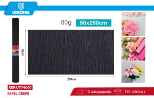 ROLLO DE PAPEL CREPE 50X250CM Negro