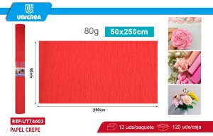 ROLLO DE PAPEL CREPE 50X250CM Rojo