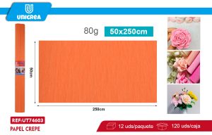 ROLLO DE PAPEL CREPE 50X250CM Naranja Intenso