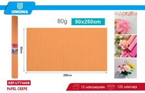 ROLLO DE PAPEL CREPE 50X250CM Naranja Claro