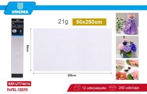 PACK DE 12 BOLSAS PAPEL CREPE 50X200CM Blanco