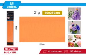 PACK DE 12 BOLSAS PAPEL CREPE 50X200CM Naranja Claro