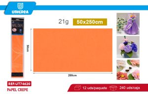PACK DE 12 BOLSAS PAPEL CREPE 50X200CM Naranja Claro