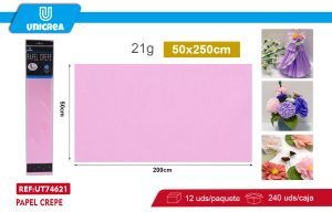 PACK DE 12 BOLSAS PAPEL CREPE 50X200CM Rosado Claro