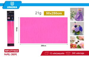 PACK DE 12 BOLSAS PAPEL CREPE 50X200CM Rosado Oscuro