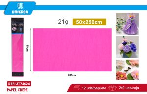 PACK DE 12 BOLSAS PAPEL CREPE 50X200CM Fucsia