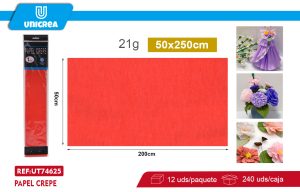 PACK DE 12 BOLSAS PAPEL CREPE 50X200CM Rojo