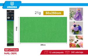 PACK DE 12 BOLSAS PAPEL CREPE 50X200CM Verde Oscuro