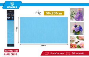 PACK DE 12 BOLSAS PAPEL CREPE 50X200CM Celeste Claro