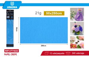 PACK DE 12 BOLSAS PAPEL CREPE 50X200CM Celeste