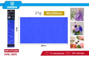 PACK DE 12 BOLSAS PAPEL CREPE 50X200CM Azul