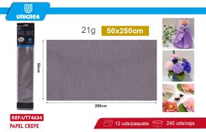 PACK DE 12 BOLSAS PAPEL CREPE 50X200CM Gris