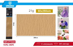 PACK DE 12 BOLSAS PAPEL CREPE 50X200CM Dorado