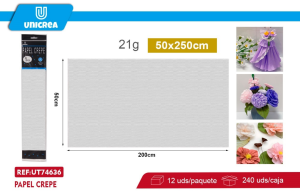 PACK DE 12 BOLSAS PAPEL CREPE 50X200CM Plateado