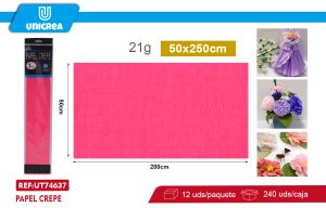 PACK DE 12 BOLSAS PAPEL CREPE 50X200CM Fluor Rojo