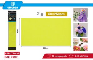 PACK DE 12 BOLSAS PAPEL CREPE 50X200CM Fluor Amarillo