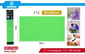 PACK DE 12 BOLSAS PAPEL CREPE 50X200CM Fluor Verde