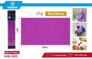 PACK DE 12 BOLSAS PAPEL CREPE 50X200CM Fluor Morado