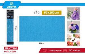 PACK DE 12 BOLSAS PAPEL CREPE 50X200CM Fluor Azul