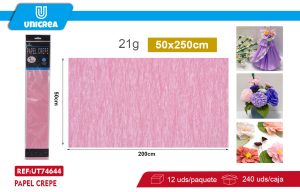 PACK DE 12 BOLSAS PAPEL CREPE 50X200CM Rosa Perlado