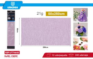PACK DE 12 BOLSAS PAPEL CREPE 50X200CM Lila Perlado