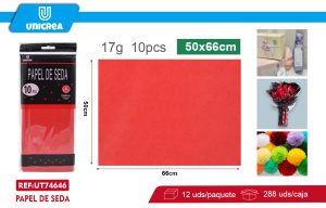 PACK DE 12 BOLSAS PAPEL DE SEDA 50X66CM 10PCS Rojo