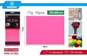 PACK DE 12 BOLSAS PAPEL DE SEDA 50X66CM 10PCS Rosado