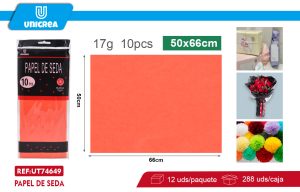 PACK DE 12 BOLSAS PAPEL DE SEDA 50X66CM 10PCS Rojo Claro