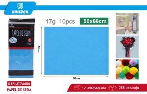 PACK DE 12 BOLSAS PAPEL DE SEDA 50X66CM 10PCS Celeste