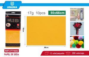 PACK DE 12 BOLSAS PAPEL DE SEDA 50X66CM 10PCS Amarillo Oro