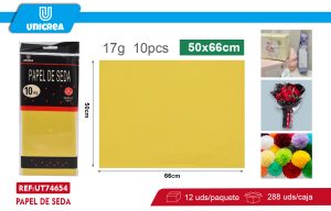 PACK DE 12 BOLSAS PAPEL DE SEDA 50X66CM 10PCS Amarillo Claro