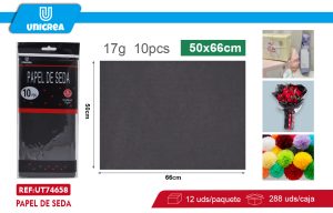 PACK DE 12 BOLSAS PAPEL DE SEDA 50X66CM 10PCS Negro