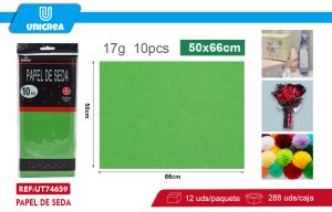 PACK DE 12 BOLSAS PAPEL DE SEDA 50X66CM 10PCS Verde Manzana