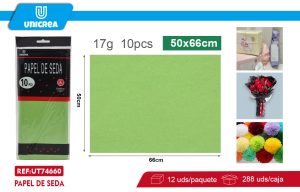 PACK DE 12 BOLSAS PAPEL DE SEDA 50X66CM 10PCS Verde Claro