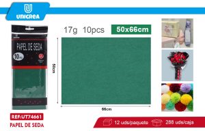PACK DE 12 BOLSAS PAPEL DE SEDA 50X66CM 10PCS Verde Botella