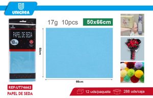 PACK DE 12 BOLSAS PAPEL DE SEDA 50X66CM 10PCS Celeste