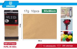 PACK DE 12 BOLSAS PAPEL DE SEDA 50X66CM 10PCS Dorado
