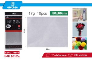 PACK DE 12 BOLSAS PAPEL DE SEDA 50X66CM 10PCS Plateado