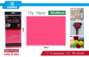 PACK DE 12 BOLSAS PAPEL DE SEDA 50X66CM 10PCS Fluor Rojo