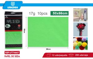 PACK DE 12 BOLSAS PAPEL DE SEDA 50X66CM 10PCS Fluor Verde